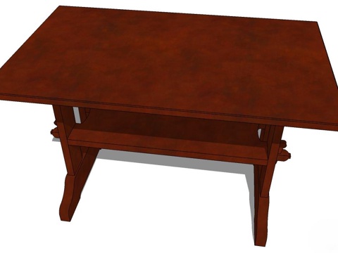 实木桌子 实木餐桌 家用桌子 桌子 新中式桌子su模型