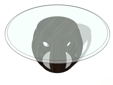 茶几 圆茶几 玻璃圆茶几su模型