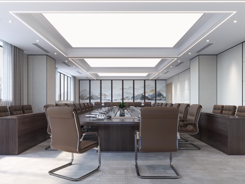  现代会议室3d模型 