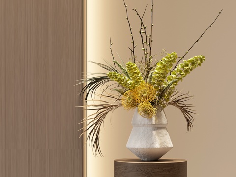 现代花瓶花艺插花su模型