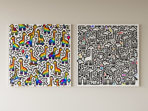 长颈鹿简笔涂鸦画su模型