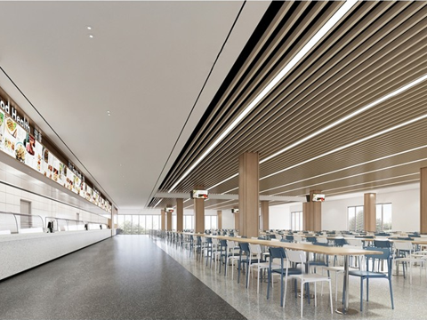 现代食堂 学校食堂 高中食堂 大学su模型