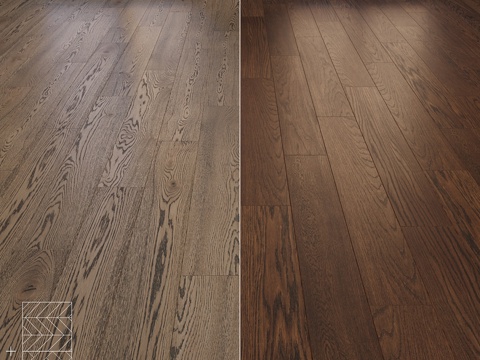  橡木拼花地板两种布局圣诞树纹、人字纹3d模型 