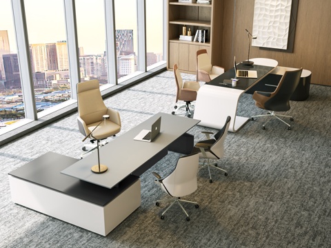 现代办公桌椅 老板桌椅 班台桌椅 经理室su模型