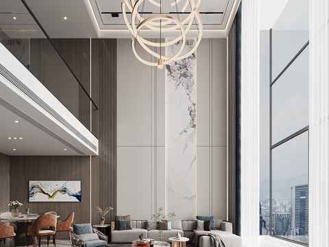  别墅客厅大堂3d模型 