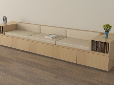 现代卡座沙发 飘窗卡座沙发 卡座沙发垫su模型