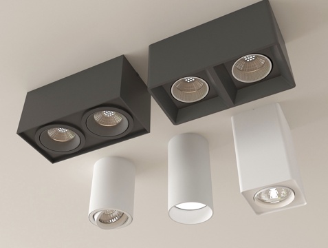 现代筒灯射灯 明装筒灯射灯su模型