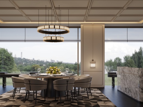 现代餐厅包厢su模型