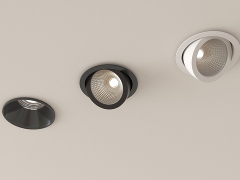 现代筒灯射灯 嵌入式筒灯射灯 牛角灯su模型