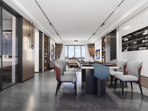 家居客餐厅  客厅su模型