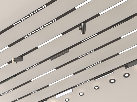 现代筒灯射灯 明装筒灯射灯 轨道式射灯 线性射灯su模型