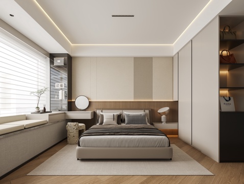  现代卧室3d模型 