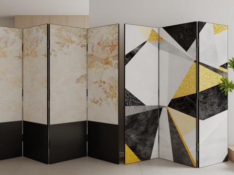 现代中古风屏风3d模型