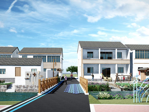 新中式乡村民房 鱼文化乡村景观 农村自建房su模型