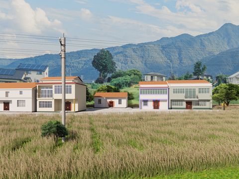 现代民房建筑 农村房子 农村自建房su模型