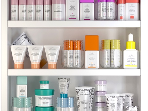  白色美容沙龙化妆品系列3d模型 