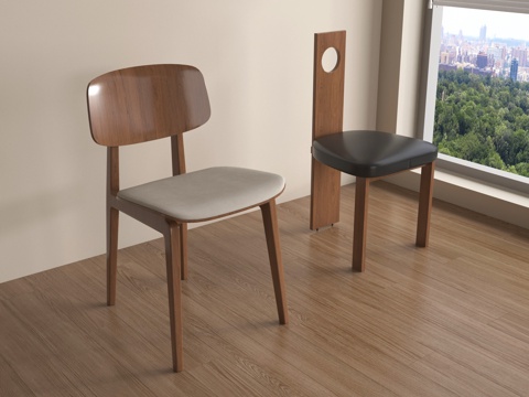 法式中古风餐椅 单椅 休闲椅 实木su模型