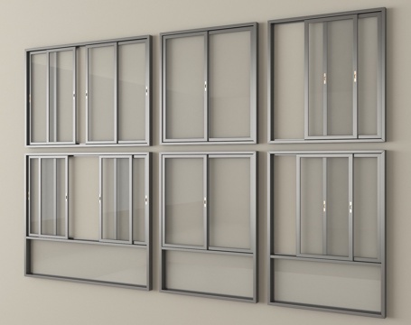 现代窗户推拉窗 落地窗 阳台窗su模型