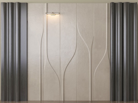 现代实木石膏护墙板 卧室背景墙su模型