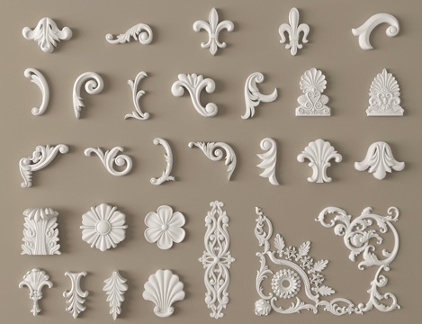欧式雕花 石膏线 石膏构件su模型