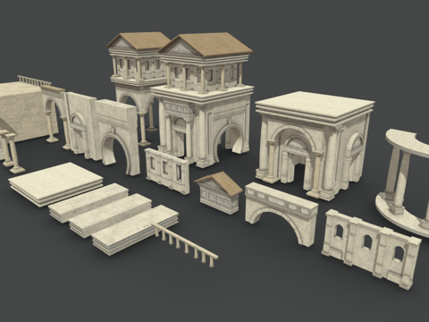  欧式建筑 欧式建筑构件 欧式建筑结构 欧式柱子3d模型 