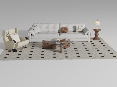  现代沙发茶几组合3d模型 