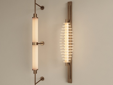 现代轻奢壁灯 金属壁灯 长条壁灯 床头壁灯 镜前壁灯su模型