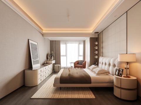  轻奢卧室3d模型 