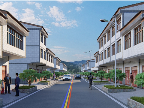 现代乡村街道建筑 乡村自建房su模型
