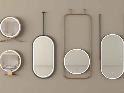 现代浴室镜 化妆镜 装饰镜 卫浴镜su模型