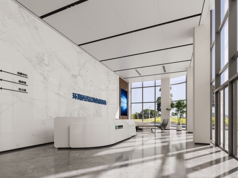  办公室前台3d模型 