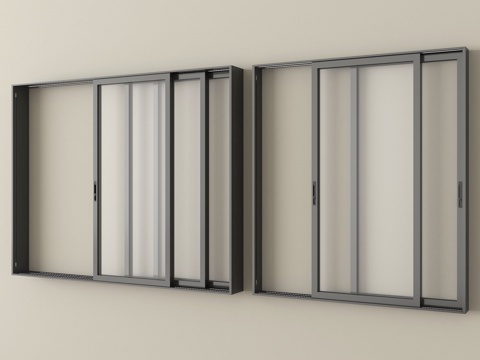 现代窗户推拉窗 落地窗 阳台窗su模型