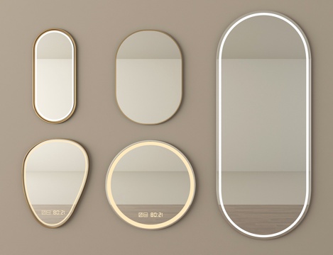 现代浴室镜 化妆镜 装饰镜 穿衣镜 智能镜su模型