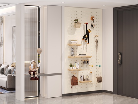  现代风格客厅 入户 洞洞板3d模型 