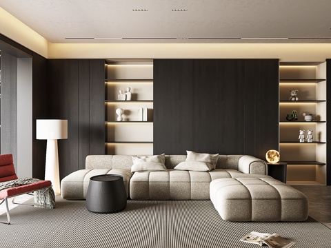  现代客厅3d模型 