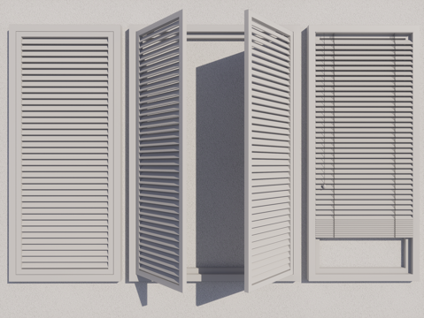 现代百叶窗 卷帘 窗帘su模型