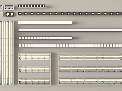 现代筒灯射灯 线性射灯 格栅灯su模型