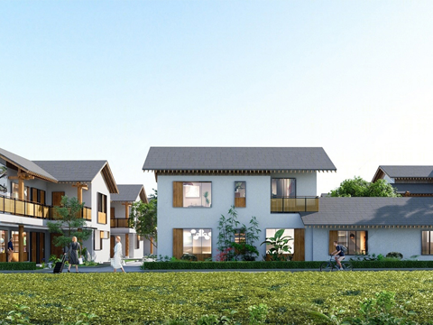 新中式民宿建筑 乡村改造  乡村自建房su模型