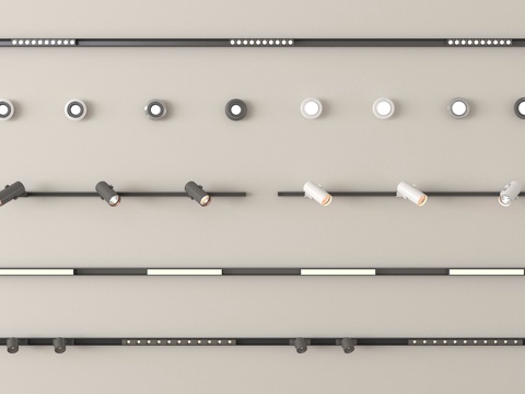 现代筒灯射灯 明装筒灯射灯 轨道式射灯 线性射灯su模型