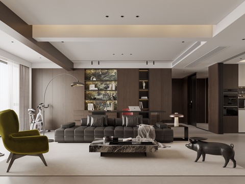  意式客厅3d模型 