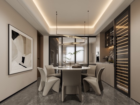  现代餐厅3d模型 