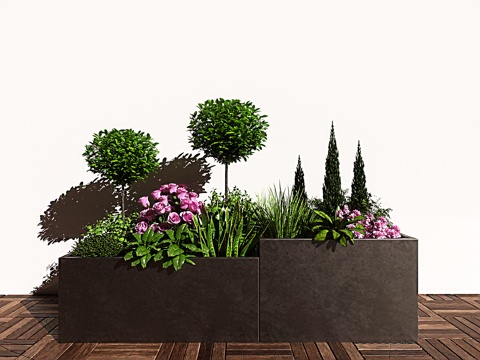  植物组合 植物堆 户外花箱 绿植3d模型 