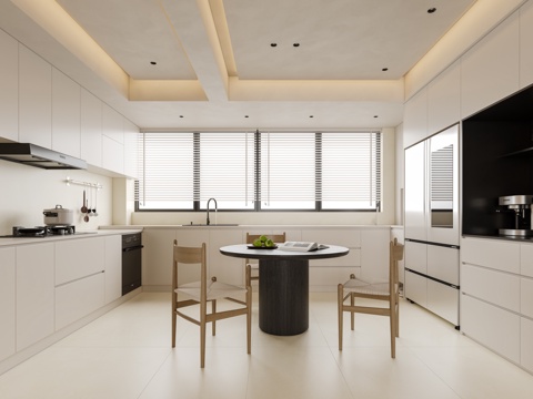  现代极简餐厅3d模型 