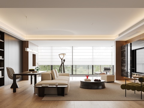  意式客厅3d模型 