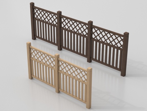 现代户外防腐木栅栏 庭院木栅栏 篱笆隔断 实木护栏 篱笆护栏su模型