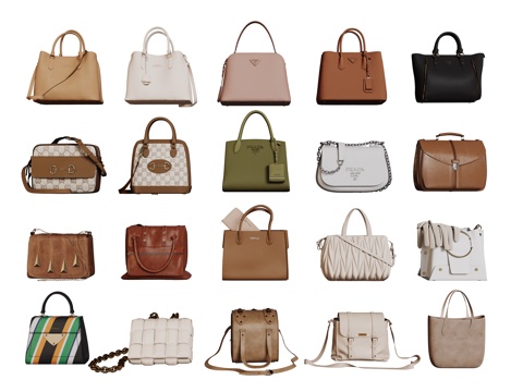 现代双肩包 背包 书包 皮包 行李包su模型