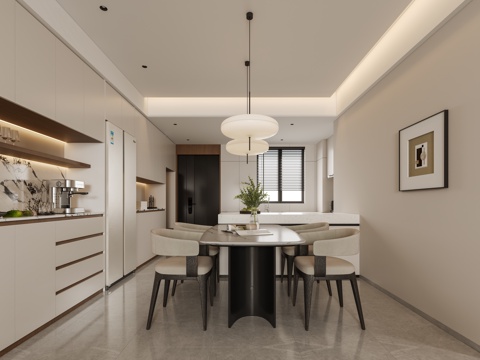  现代餐厅3d模型 