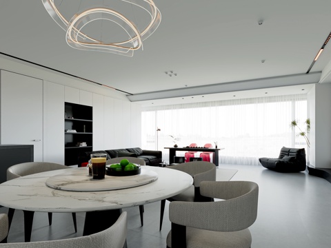  现代简约客餐厅3d模型 