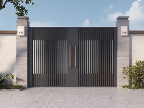 庭院门 别墅门 花园门 铁艺大门 入户门 大门su模型