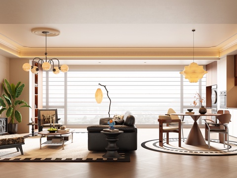 法式中古风客餐厅su模型